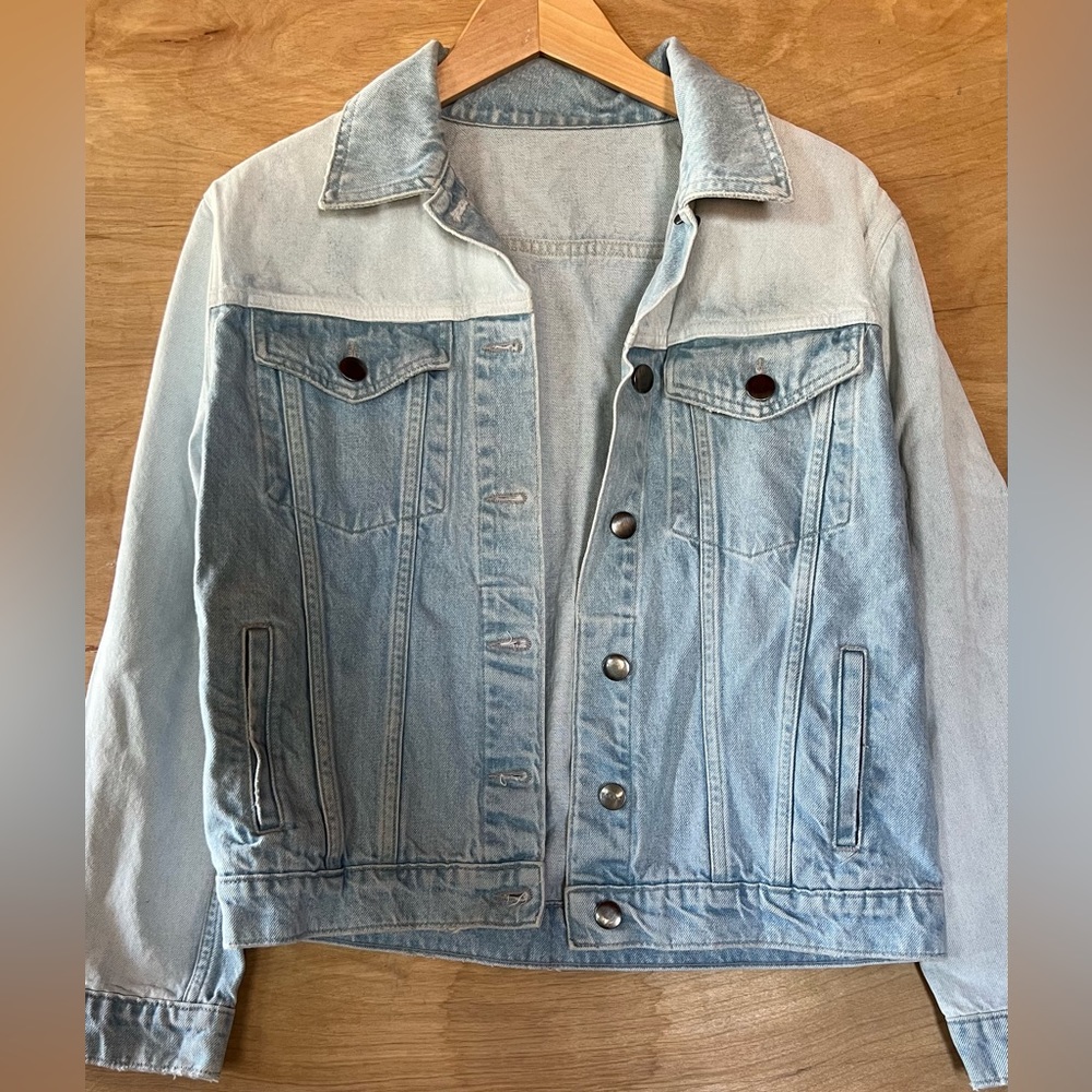 🔥NWOT sample FRAME DENIM 🔥sample jacket Sz S Two Tone Jean Jacket
